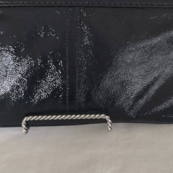 Coach Clutch/Wristlet Bag, Blue Patent Leather Textured Finish - Picture 3 of 7